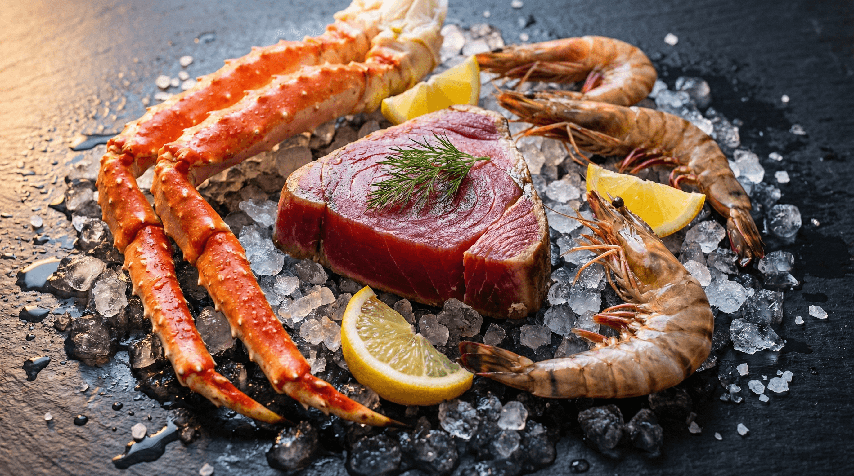 Premium seafood display on ice